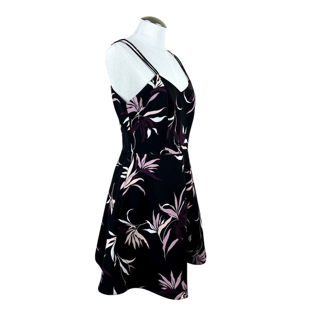 Women's Keepsake Black Pink Mini Bird of Paradise Fit & Flare Short Dress Large - Picture 3 of 10